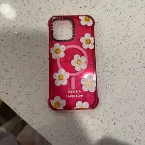 Casetify Ultra Impact Case Pink Daisies with Glitter Edge